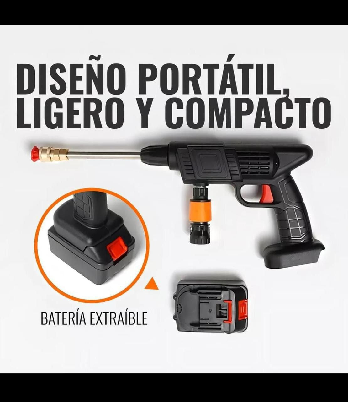 Hidrolavadora Inalambrica, Potente, , Flujo Ajustable, Uso Fácil