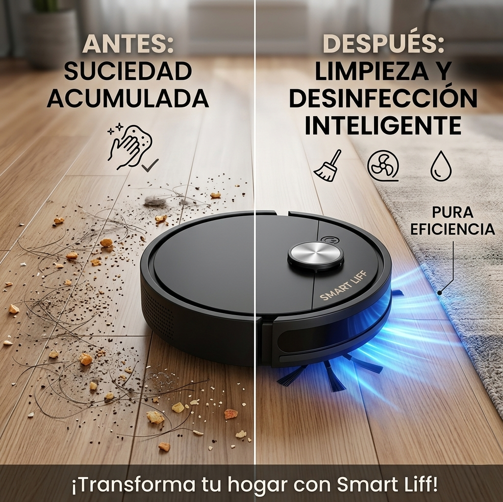 Aspiradora Robot Inteligente Negro— Limpia Solo Mientras Tú Descansas