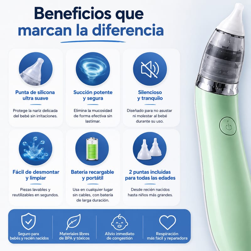 Aspirador nasal eléctrico para bebés