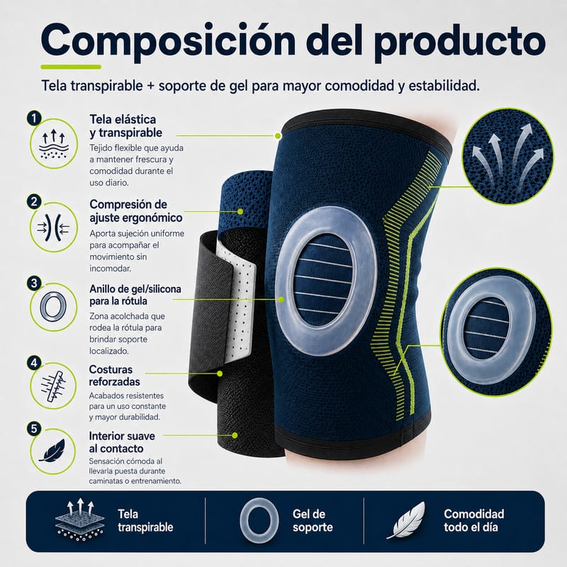 Rodillera de compresión con almohadilla de gel