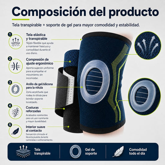 Rodillera de compresión con almohadilla de gel