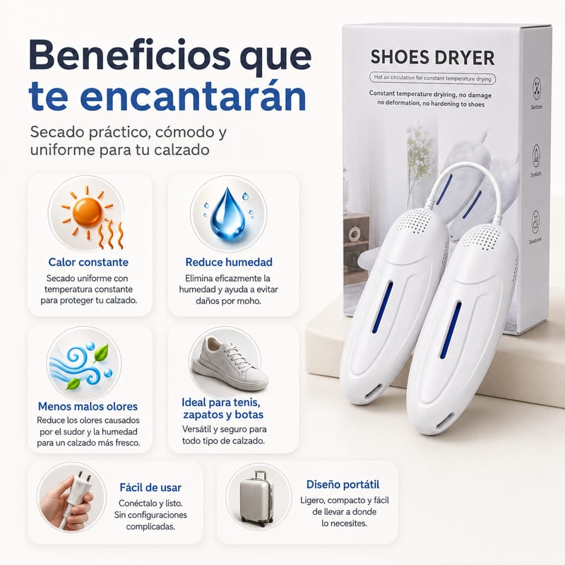 Secador eléctrico portátil para zapatos